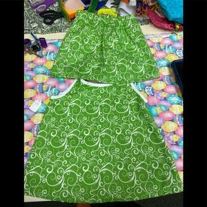 Vibrant green/white 2 piece skirt set